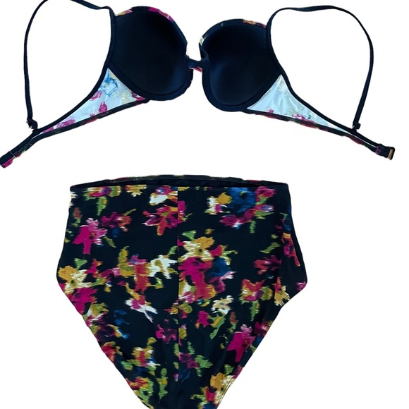 HIGH WAISTED PRINTED BIKINI Black Floral Print Sexy Pin-up Girl - Picture 3 of 3